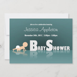 Crawling Baby Reflection Baby Shower Invitaciones