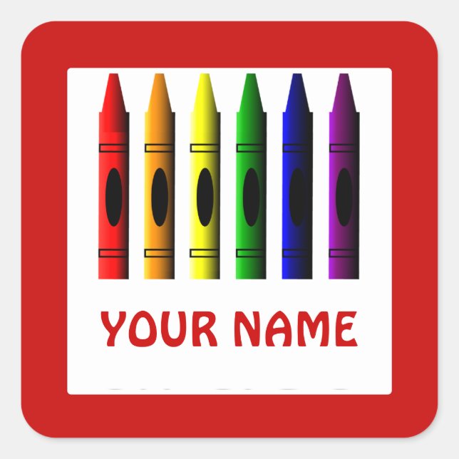 Crayon Name Crayon Template Red Pegatina (Anverso)