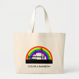 Crayones coloreando una bolsa de tocador arcoiris