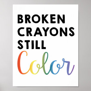 Crayones rotos Color de fondo // Poster de arte de