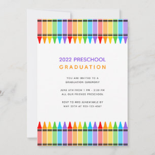 Crayons Invitación a graduación preescolar