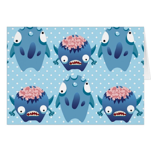 Crazy Blue Monsters Fun Criaturas de regalo para l (Anverso (Horizontal))