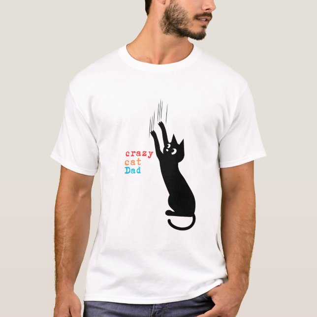 Crazy Cat Dad - Curiosa Camiseta para los hombres (Anverso)