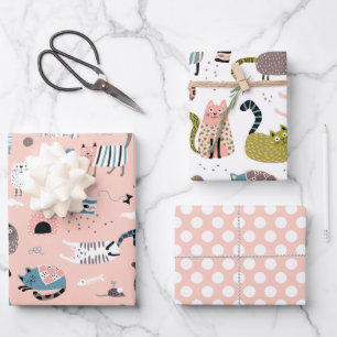 Crazy Cute Cats Envoltura Papel de 3