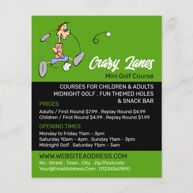 Crazy Golfer, publicidad del Mini Campo de Golf (Frente)