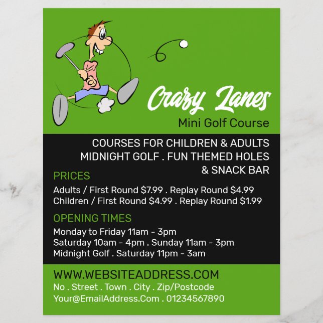 Crazy Golfer, publicidad del Mini Campo de Golf (Frente)