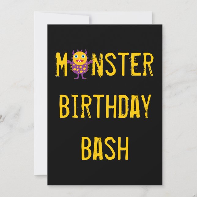 Crazy Monsters invitaciones de fiesta de cumpleaño (Anverso)