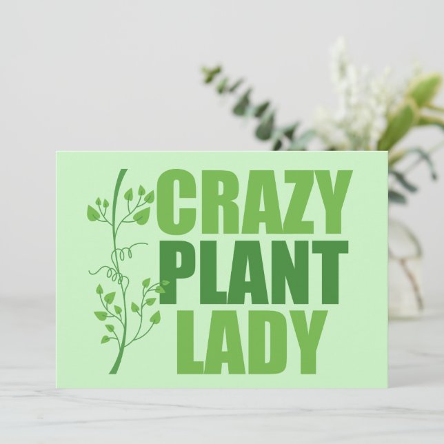 Crazy Plant Lady Cute Green Botanist Card (Anverso de pie)