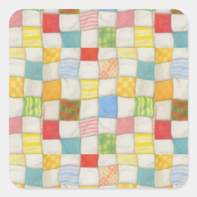 CRAZY QUILE Pequeños Pegatinas Cuadrados (Anverso)