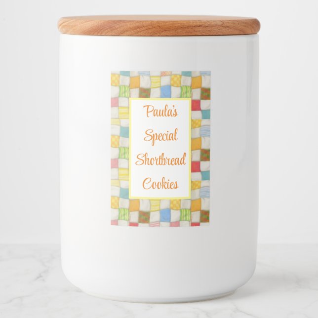 CRAZY QUILT 2"X3" Etiqueta de contenedor de alimen (Anverso)