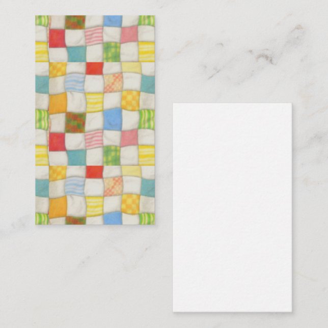 CRAZY QUILT 3.5x2 Tarjeta plana / Vertical (Anverso / Reverso)