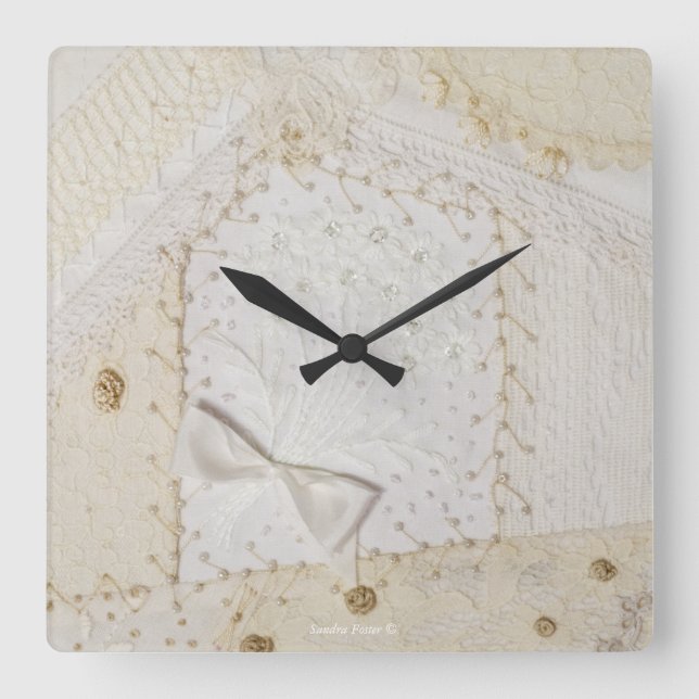 Crazy Quilt Embroidery diseño reloj de pared (Anverso)