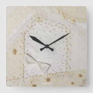 Crazy Quilt Embroidery diseño reloj de pared