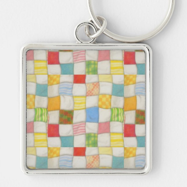 CRAZY QUILT Llavero Cuadrado Premium (Frente)