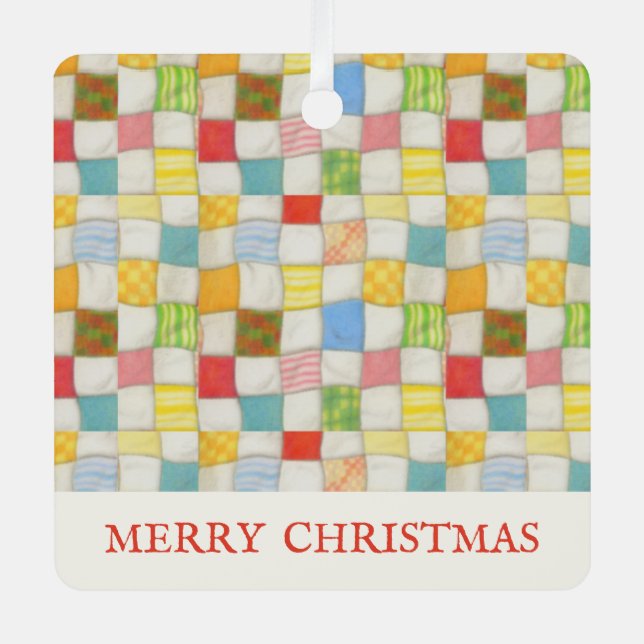 CRAZY QUILT Metalizado Ornamento cuadrado + texto (Anverso)