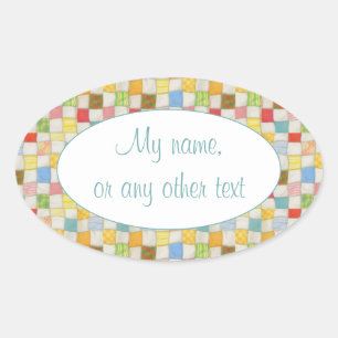 CRAZY QUILT Oval Matte Pegatinas