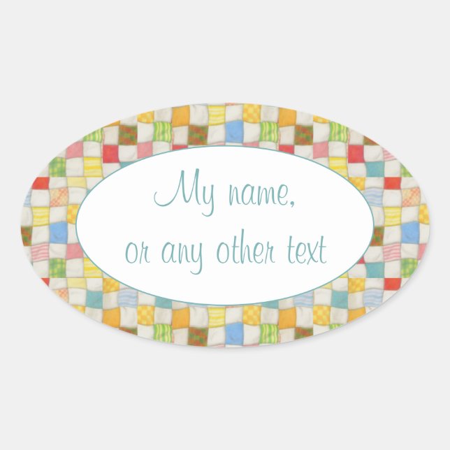 CRAZY QUILT Oval Matte Pegatinas (Anverso)