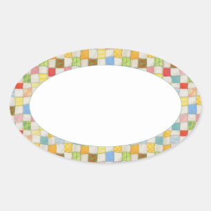 CRAZY QUILT Oval Matte Pegatinas