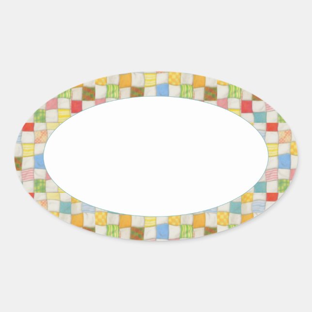CRAZY QUILT Oval Matte Pegatinas (Anverso)