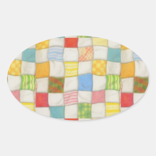 CRAZY QUILT Oval Pegatinas (Anverso)