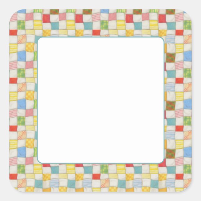 CRAZY QUILT Pegatinas de 1,5" de altura cuadrada (Anverso)