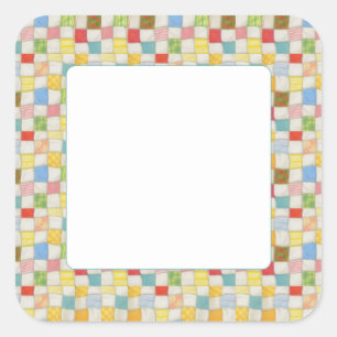 CRAZY QUILT Pegatinas de 3" Square Matte