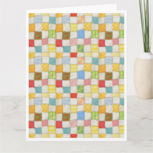 CRAZY QUILT Tarjeta de cumpleaños grande / Blanco