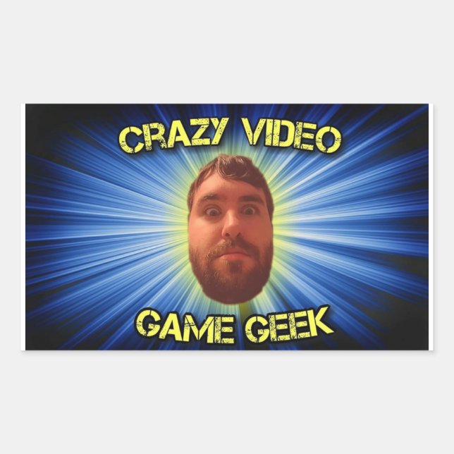 Crazy Video Game Geek Thumbnail Pegatina (Anverso)