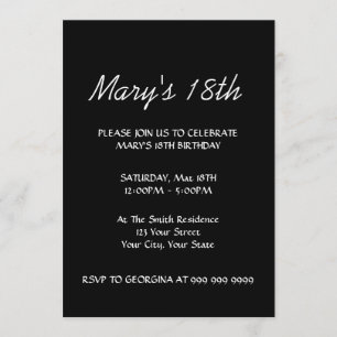 Crea tu invitación de cumpleaños número 18 negra