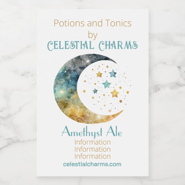 Crea tu propia acuarela Crescent Moon & Stars (Etiqueta única)