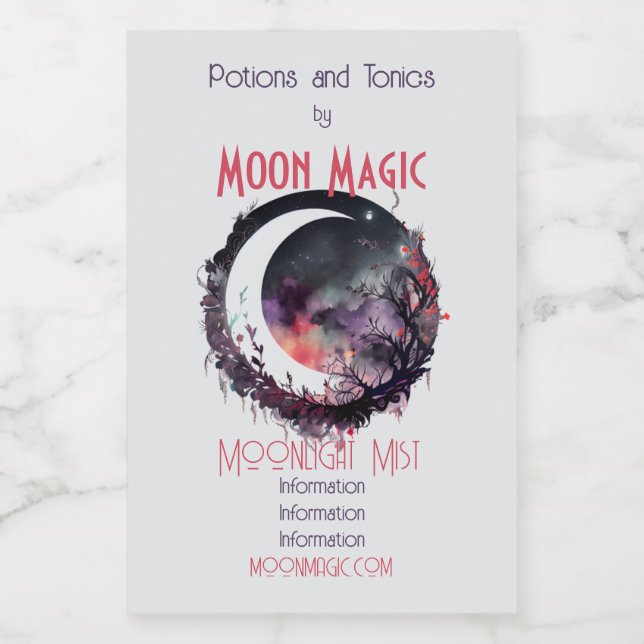 Crea tu propia floral Boho Crescent Moon (Etiqueta única)