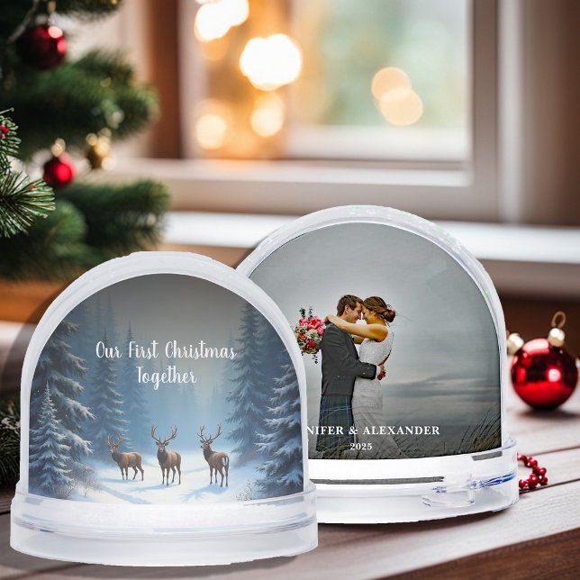 Crea tu propia foto de First Christmas (Create your own First Christmas together photo Snow Globe. Nice Christmas gift.)