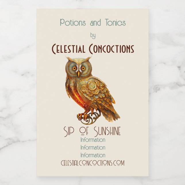 Crea tu propia lechuza dorada Steampunk (Etiqueta única)