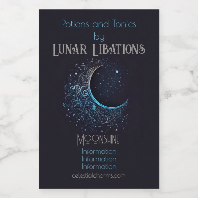 Crea tu propia luna azul y dorada filigrana (Etiqueta única)