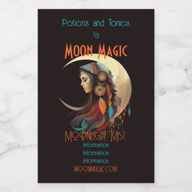 Crea tu propia luna de luna de boho y plumas (Etiqueta única)