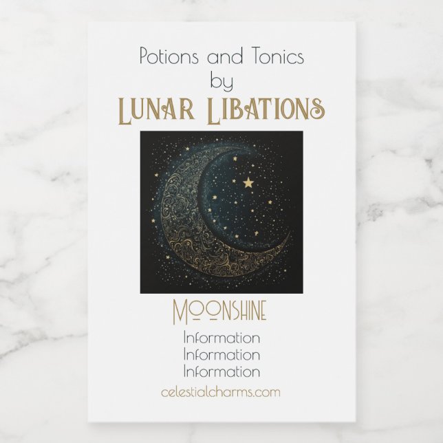 Crea tu propia luna de oro filigrí celestial (Etiqueta única)