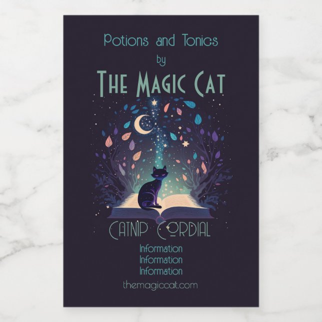 Crea tu propia magia mística de gato negro (Etiqueta única)