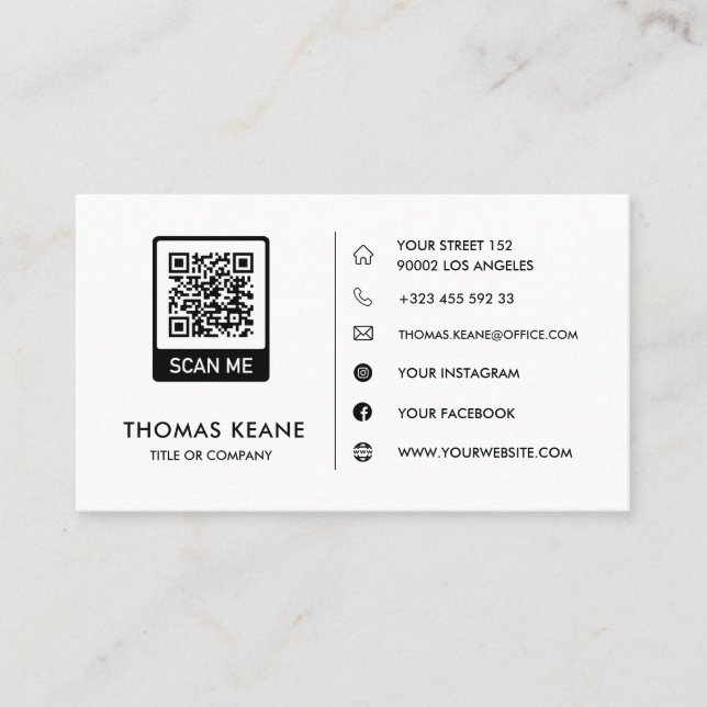 Crea tu propia tarjeta de visita QR-Code blanca en (Anverso)
