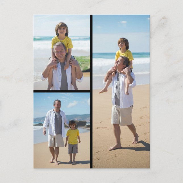 Crea tu propia tarjeta postal de collage de 3 foto (Anverso)