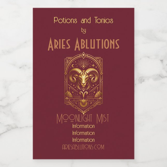 Crea tu propio Aries Art Déco elegante en oro (Etiqueta única)
