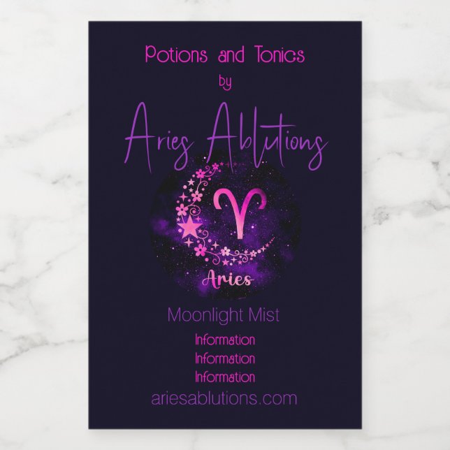 Crea tu propio Aries Zodiac Celestial Púrpura (Etiqueta única)