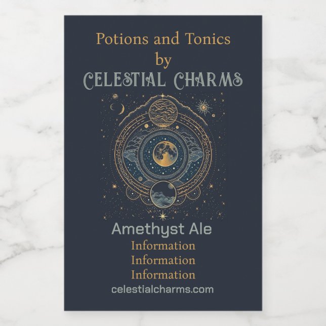 Crea tu propio Celestial Lunar Azul y Oro (Etiqueta única)