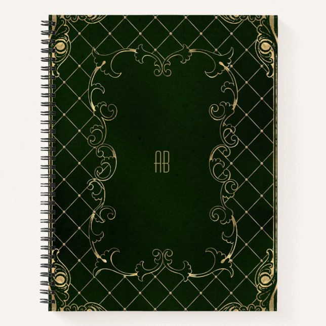 Crea tu propio cuaderno verde oscuro de bosque dor (Anverso)
