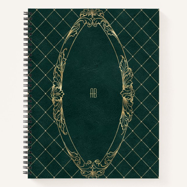 Crea tu propio cuaderno verde oscuro dorado (Anverso)