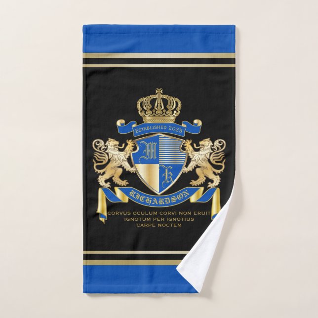 Crea tu propio emblema de León Azul de Oro de Escu (Toalla de mano)
