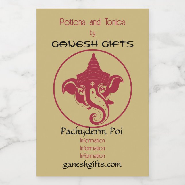 Crea tu propio Ganesh Rojo y Oro (Etiqueta única)