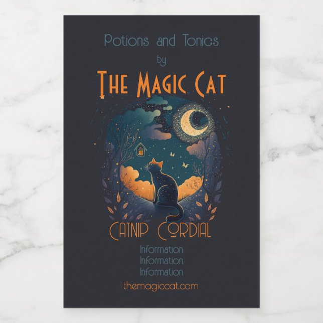 Crea tu propio gato negro místico y sus propios pá (Etiqueta única)