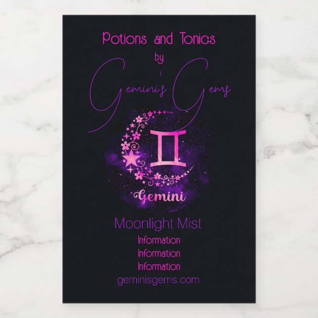 Crea tu propio Gemini Celestial Púrpura Zodiac (Etiqueta única)