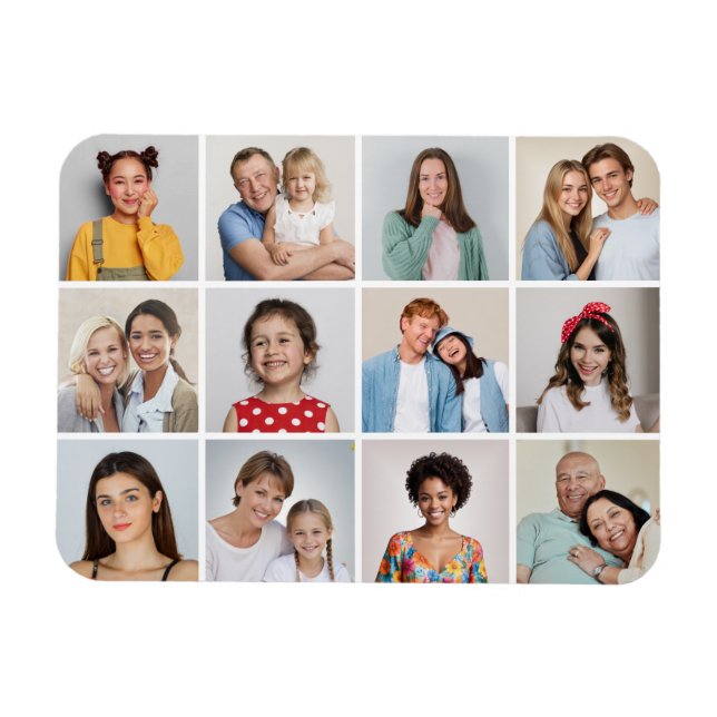 Crea tu propio imán de 12 Collages de fotos (Horizontal)