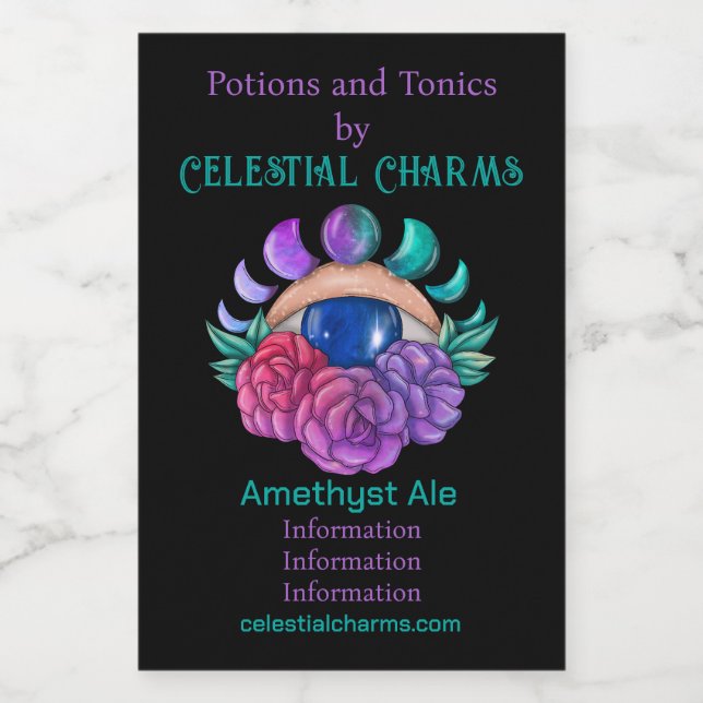 Crea tu propio ojo mágico, luna y Rosas (Etiqueta única)